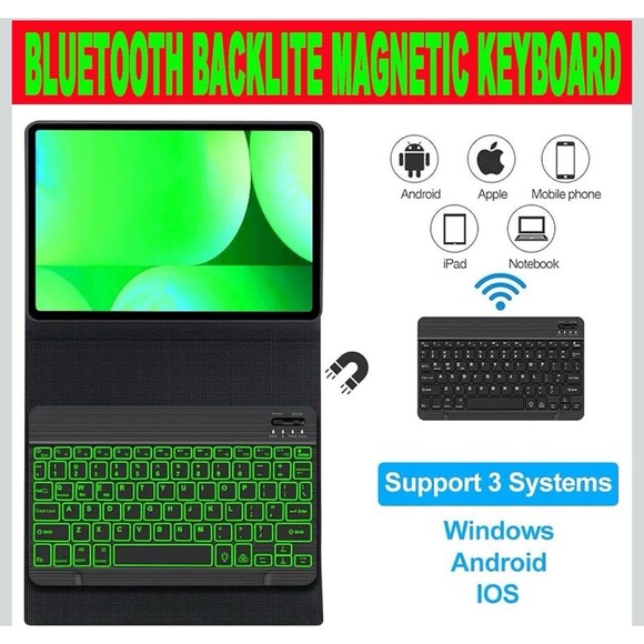 Galaxy Tab A9 Plus Case with Keyboard 5G 11 Inch Black Magnetic Bluetooth - Picture 3 of 6